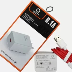 QICCT Qualcomm 3.0 3 A Wall Charger for Mobile with Detachable Cable (White, Cable Included)