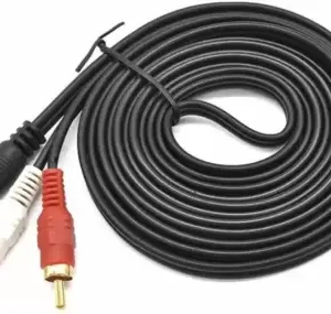 QICCT 2-in-1 Cable 1.5 m TV-out Cable 1.5 Meter 3.5mm Male To 2 RCA (Compatible with TV, Mobile, Home theatre, MP3 Payer, Computer, Laptop, Tablet, Black, One Cable)
