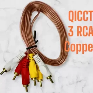 QICCT  TV-out Cable TV-out Cable 3 RCA to 3 RCA Male AV (1.5 Meter) (Gold, For TV, 1.5 m)
